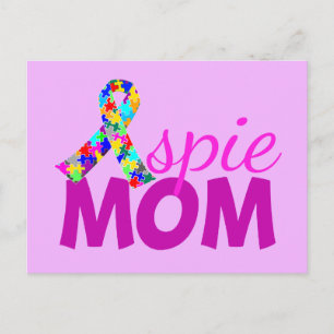 Aspie mama Roze Ribbon Asperger Moederdag Briefkaart