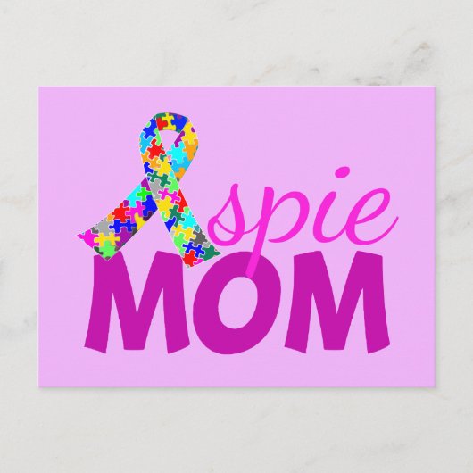 Aspie mama Roze Ribbon Asperger Moederdag Briefkaart (Voorkant)