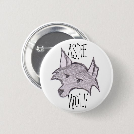 Aspie Wolf Button (Voorkant /achterkant)
