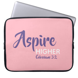 ASPIRE HOGER Inspirerend Christelijk Roze Laptop Sleeve