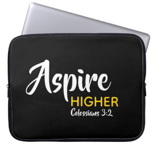 ASPIRE HOGER Inspirerend Christelijk zwart Laptop Sleeve