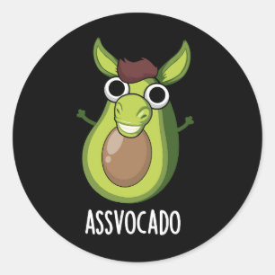Ass-vocado Grappige Avocado Pun Donker BG Ronde Sticker