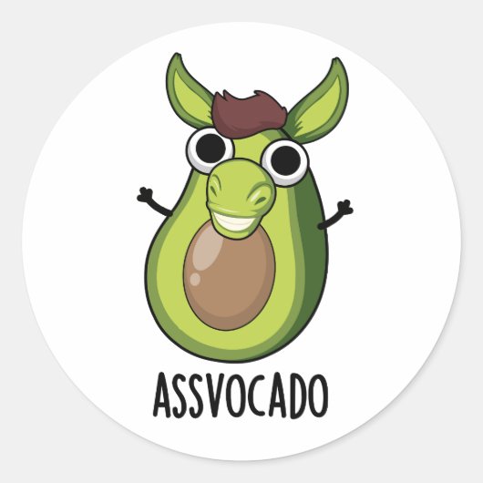 Ass-vocado grappige avocado woordspeling ronde sticker (Voorkant)