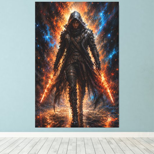 Assassin Lié aux Flammes | Impression sur Toile de (Insitu (Plancher de Bois))