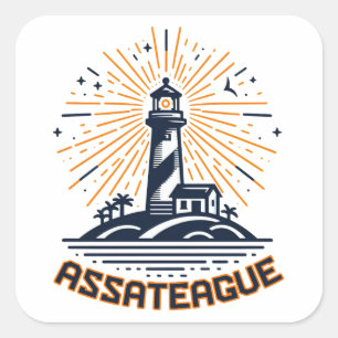 Assateague Virginia Vuurtoren Zonsopgang Vierkante Sticker