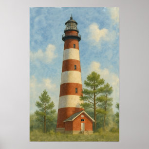 Assateague Vuurtoren Aquarel Poster