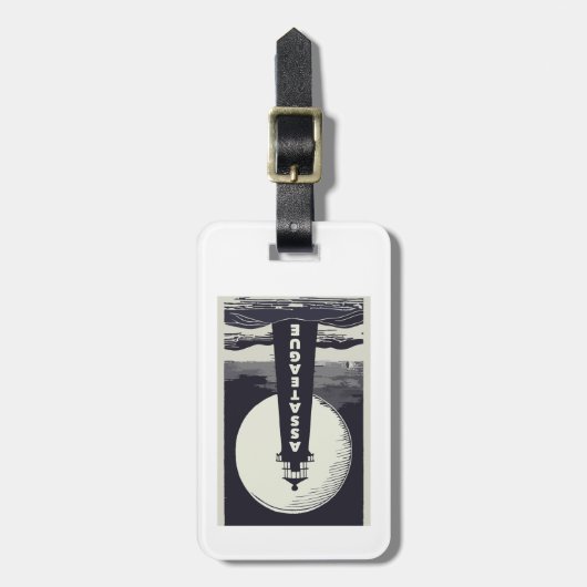 Assateague Vuurtoren Virginia Moon Bagagelabel (Voorkant verticaal)