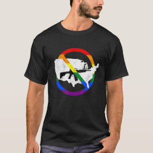 Assault Weapon Ban Sign Map of USA Rainbow Flag T-shirt