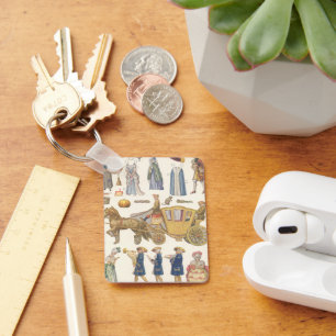 Assepoester, antieke Victoriaanse papieren poppens Sleutelhanger