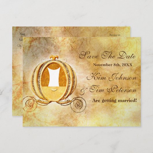 Assepoester Bewaar de datum bruiloft Briefkaart (Voorkant / Achterkant)