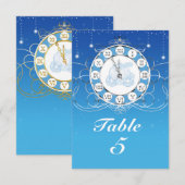 Assepoester bijna middernacht zilver blauw tafel kaart (Voorkant / Achterkant)