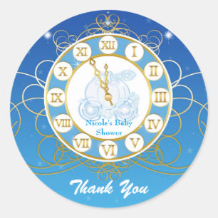Assepoester Blauw Favor Stickers Rond Middernacht