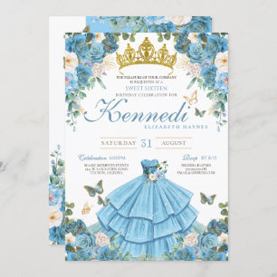 Assepoester Blauw Roos Vlinder Prinses Zoet 16 Kaart