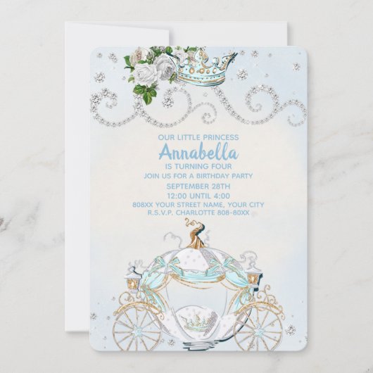 Assepoester Carriage Fairy Tale Party Kaart (Voorkant)