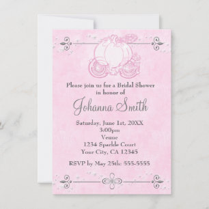 Assepoester Carriage Pink Bridal Shower Invitation Kaart