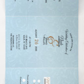 Assepoester Elegant Blue Trifold Wedding Programme Drieluik Uitnodiging (Binnenkant midden)