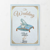 Assepoester Elegant Blue Trifold Wedding Programme Drieluik Uitnodiging (Cover)