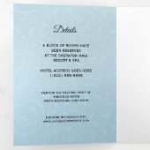Assepoester Elegant Blue Trifold Wedding Programme Drieluik Uitnodiging (Binnenzijde eerst)