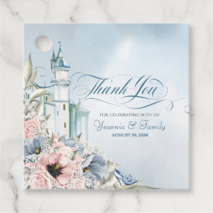 Assepoester Fairy Tale Light Blue Pink Hartelijk d Bedankjes Labels