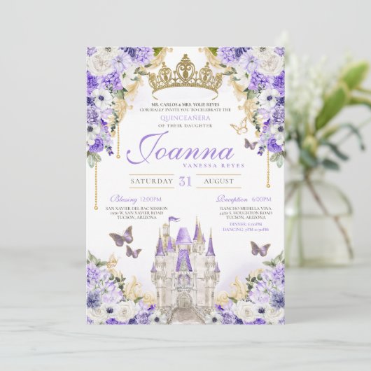 Assepoester Lavendel Paarse Prinses Quinceanera Kaart (Staand voorkant)