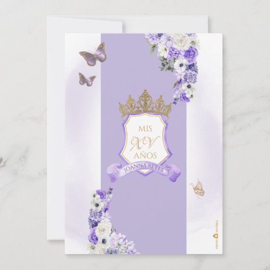 Assepoester Lavendel Paarse Prinses Quinceanera Kaart (Achterkant)