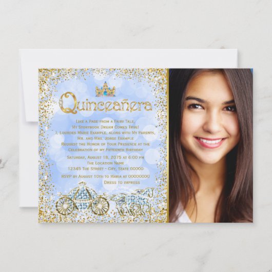 Assepoester Prinses Carriage Foto Quinceanera Kaart (Voorkant)