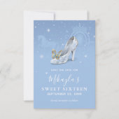 Assepoester Schoen Baby Blauw Goud Sweet 16 Verjaa Save The Date (Voorkant)