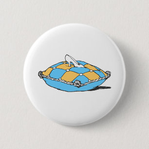 Assepoester Slipper op Blauwgroen Oranje piloot Ronde Button 5,7 Cm