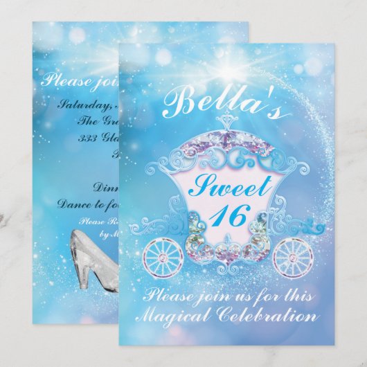 Assepoester Sweet 16 Birthday Party Invitations Kaart (Voorkant / Achterkant)