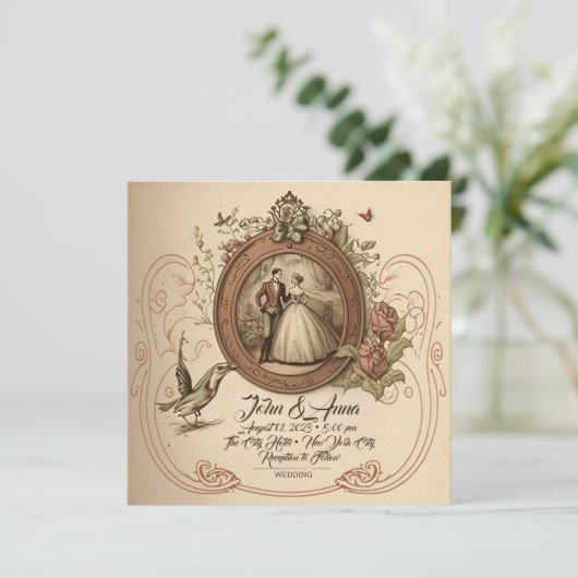  Assepoester trouwuitnodiging Kaart (Staand voorkant)