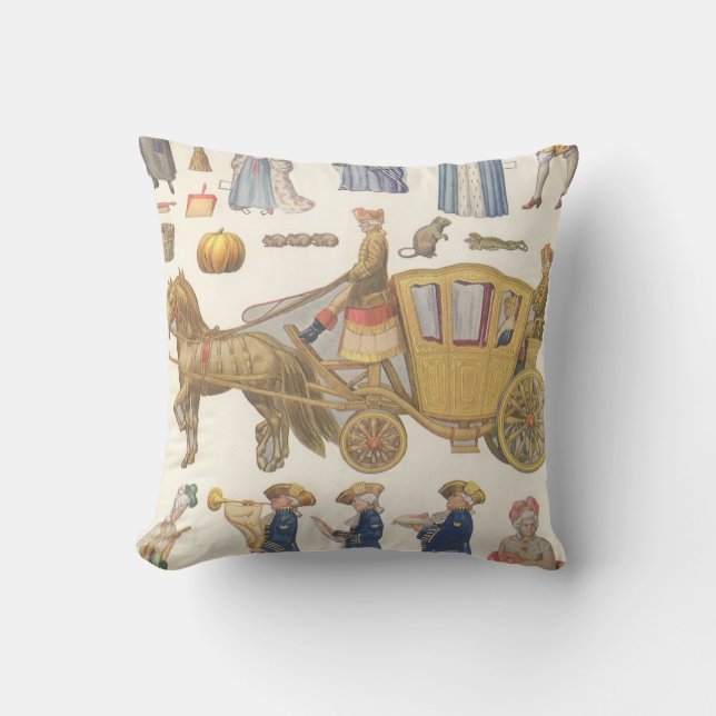 Assepoester,  Victoriaans papierdolfijnspeelgoed Kussen (Voorkant)