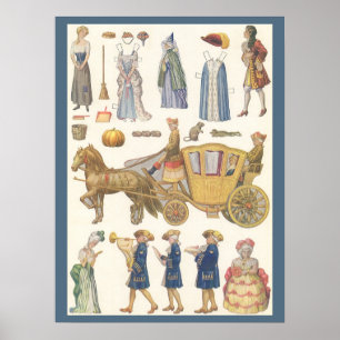 Assepoester, Vintage Victoriaanse Papieren Poppen Poster