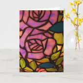 Assez carte de note de salutation en verre souillé (Fleur jaune)