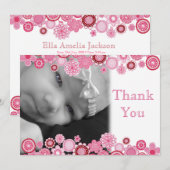 Assez dans le carte de remerciements rose de photo (Devant / Derrière)