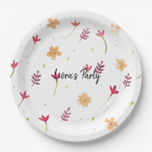 Assez jolie assiette de fleurs orange à l'aquarell