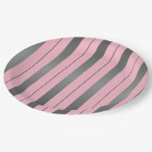 Assez jolies assiettes en papier grises et roses (Angle)