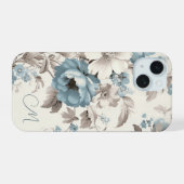 Assez poussiéreux bleu/marron floral avec initiale (Verso Horizontal)