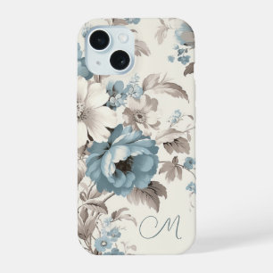 Assez poussiéreux bleu/marron floral avec initiale