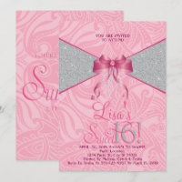 Assez rose, invitations de sweet sixteen de