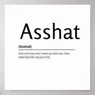 Asshat Woordenboek Definitie Grappig citaat Art Pr Poster