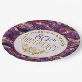 Assiette 80 ans Strates de Bijoux Violet et Or (Angle)