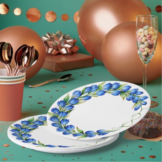 Assiette à couronne florale bleue (Multi)
