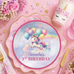 Assiette Anniversaire Fille Licorne Magique Couleu