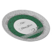 Assiette Argent Anniversaire Photo Plaque Damask Green (Côté Droit)