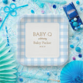 Assiette carrée Baby-Q Gingham bleu 2 (Fête)