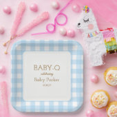Assiette carrée Baby-Q Gingham bleu 2 (Fête)