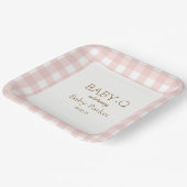 Assiette carrée bébé-Q Gingham rose 2 (Angulaire)
