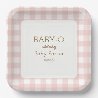 Assiette carrée bébé-Q Gingham rose 2