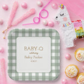 Assiette carrée bébé-Q Gingham vert 2 (Fête)