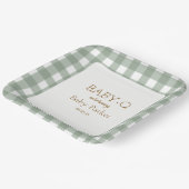 Assiette carrée bébé-Q Gingham vert 2 (Angulaire)